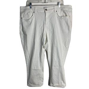 Code Bleu Women Jeans 18W 40x22 White Soho Crop Denim Stretch Cuffed Capri Pants